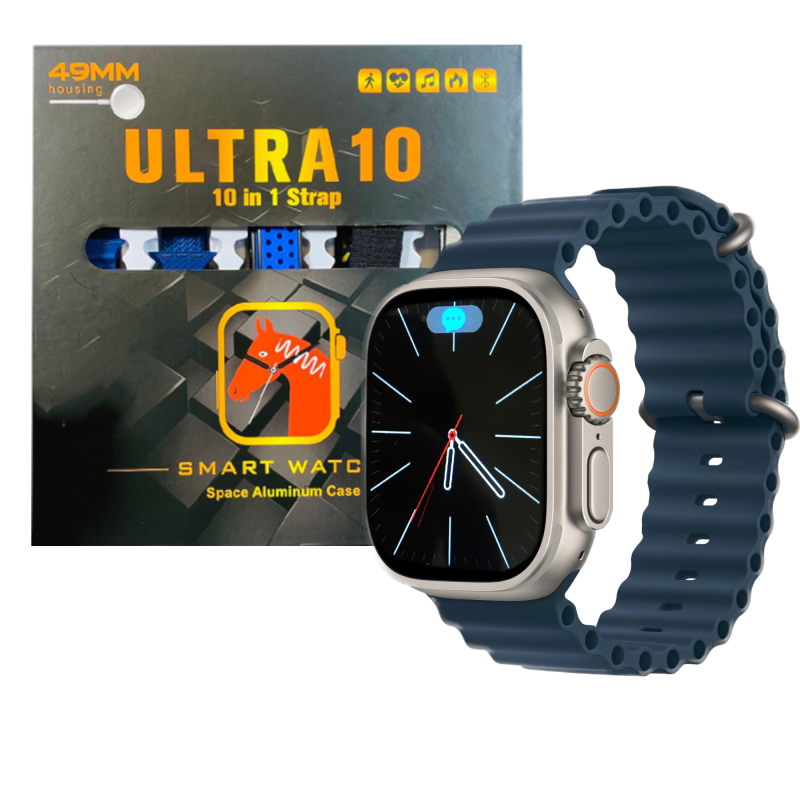 ULTRA 10 SMART WATCH | 10 IN 1 STRAPS + JELLY CASE + WIRELESS CHARGER