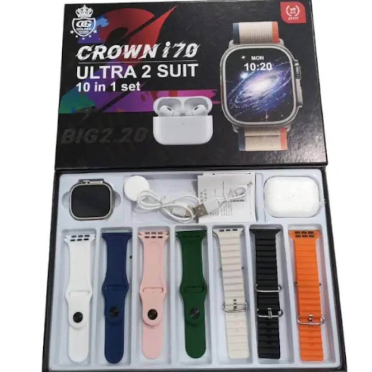 Crown I70 Ultra 2 Smart Watch With Earbuds